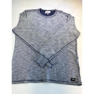 Jack Spade Mens Crew Neck Pullover Knit Long Sleeve Cotton Blue White Shirt XL